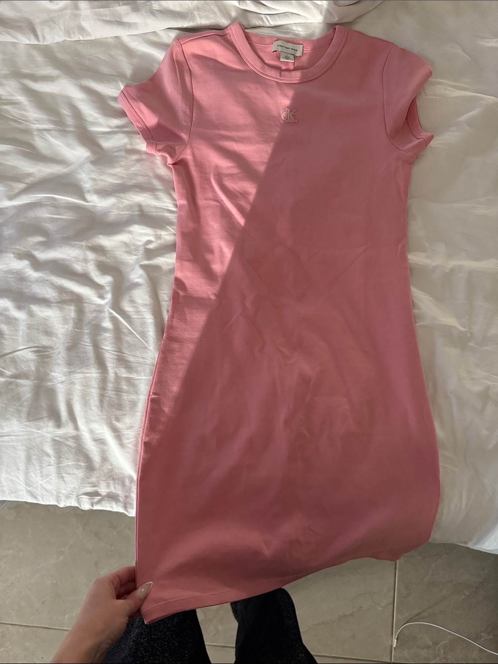 Calvin Klein Pink Fitted Mini T-Shirt Dress